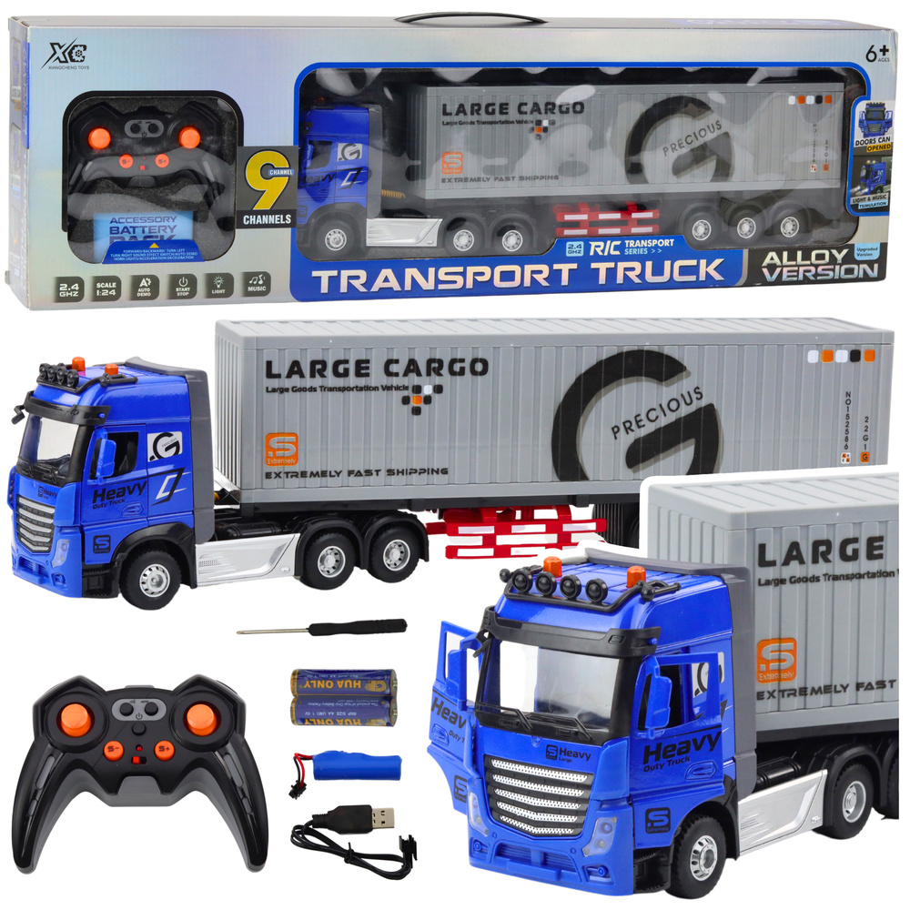 Daljinsko voden R/C Transportni Tovornjak z Zabojnikom 1:24